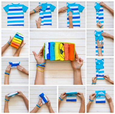 T-shirt katlama. Japon sistemdeki şeyler tutma. Master Class. Giyim depolama.