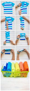 T-shirt katlama. Japon sistemdeki şeyler tutma. Master Class. Giyim depolama.