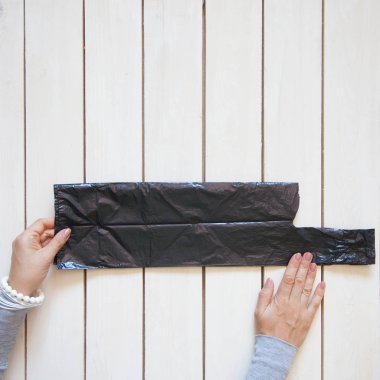 Plastik torba uzandık. Japon sistemdeki şeyler tutma. Master Class. Depolama ev kaplar