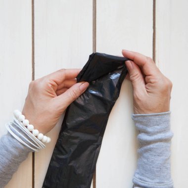 Plastik torba uzandık. Japon sistemdeki şeyler tutma. Master Class. Depolama ev kaplar