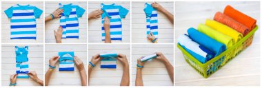 T-shirt katlama. Japon sistemdeki şeyler tutma. Master Class. Giyim depolama.