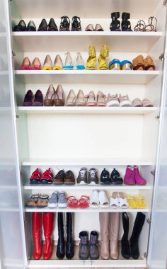 Beyaz arka plan üzerinde kadın ayakkabı koleksiyonu