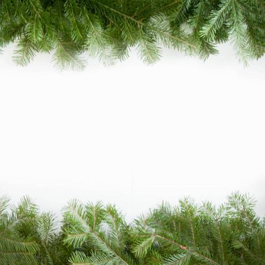 Noel yeşil kare çerçeve beyaz arka plan üzerinde izole. G