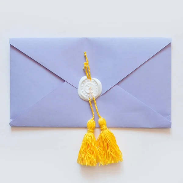 Envelope Correio Carta Selada Com Selo Cera — Fotografia de Stock