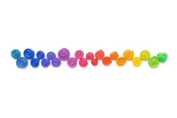 Tło Plasteliny Twisted Barwne Spirale Tworzyw Sztucznych Różnych Kolorach — Zdjęcie stockowe