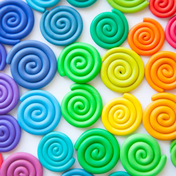 Baggrund Plasticin Twisted Farvede Spiraler Plast Forskellige Farver - Stock-foto