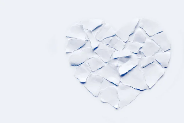 Broken Heart Breakup Concept Separation Divorce Icon White Crumpled Paper — Stock Photo, Image