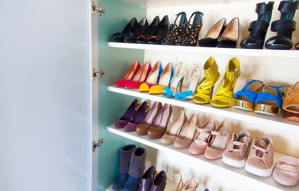 Colección Zapatos Mujer Sobre Fondo Blanco — Foto de Stock