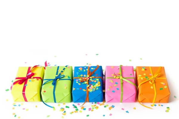 Colored Gifts New Year Christmas Birthday — Stock Photo, Image