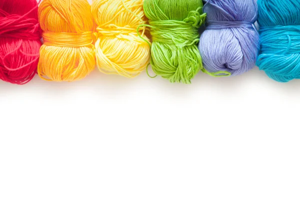 Colored Balls Yarn View Rainbow Colors All Colors Yarn Knitting — Stock Photo, Image