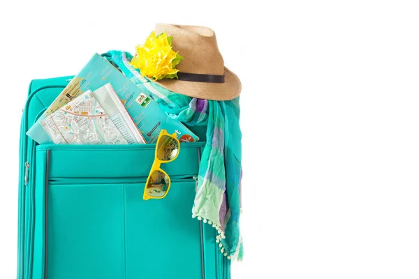 Renk Seyahat Bavul Tatil Için Paketli Bavul — Stok fotoğraf