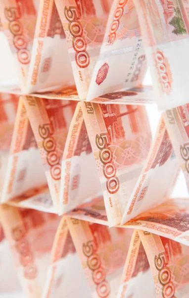 Russische Manier Geld Slaan Een Bank Vele Rekeningen Van Vijf — Stockfoto