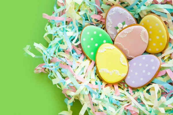 Sweets Celebrate Easter Gingerbread Shape Easter Bunny Easter Eggs White — Stock Photo, Image