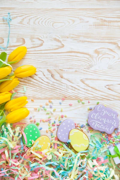 Süßigkeiten Zum Osterfest Lebkuchen Form Von Osterhasen Und Ostereiern Weiß — Stockfoto