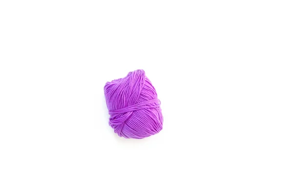 Violet yarn for knitting. White background. — Stock Photo, Image