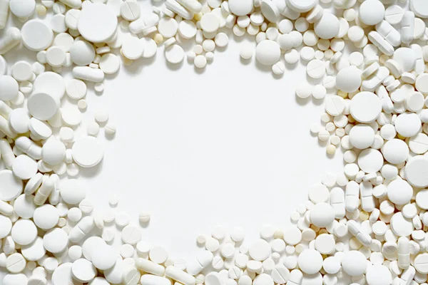 白い錠剤フレーム — ストック写真