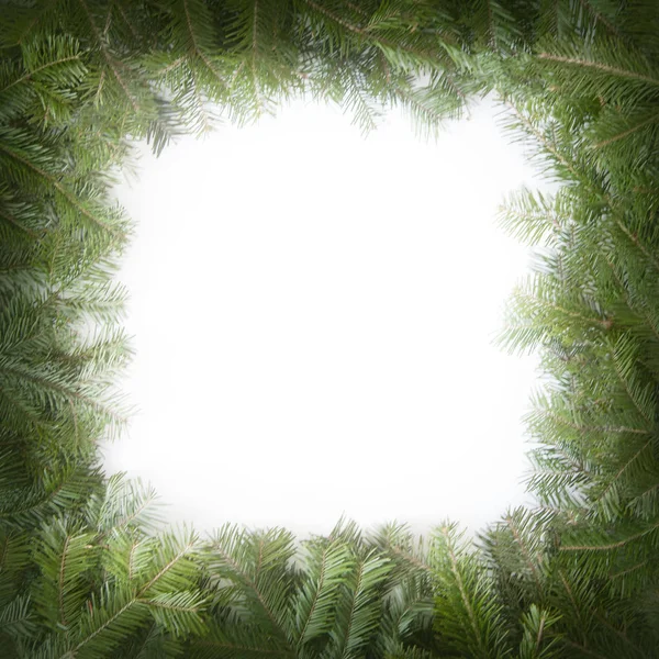 Marco cuadrado verde de Navidad aislado sobre fondo blanco. G —  Fotos de Stock