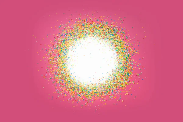 Kerek keret készült színes konfetti. Rózsaszín háttér. Ünnepi c — Stock Fotó
