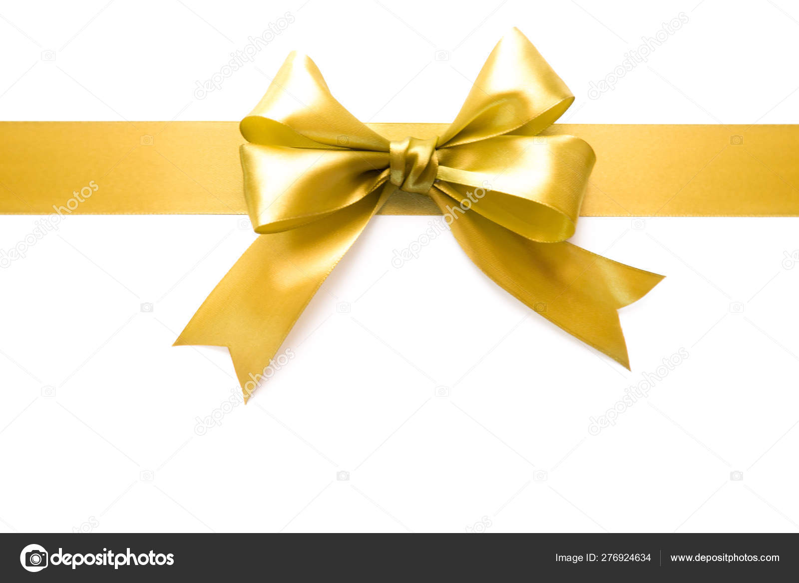 Gold ribbon with a bow as a gift on a white background Stock Photo by  ©dalivl@yandex.ru 257036372
