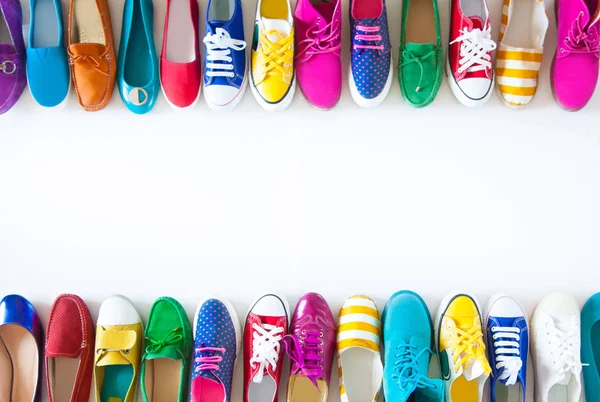 Collection of women's shoes on white background — Stock Photo, Image