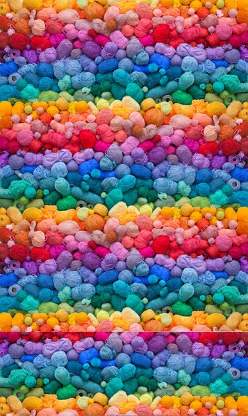 Muchas Bolas Coloridas Lana Hilo Algodón Para Tejer Fondo Blanco — Foto de Stock