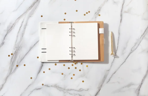 Carnet Notes Avec Pages Vides Pour Votre Texte Stylo Tasse — Photo