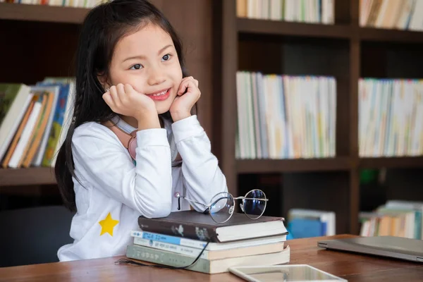 Cute Girl Sitting Room Feeling Tired Headache Children Concept Education — Stock Photo, Image