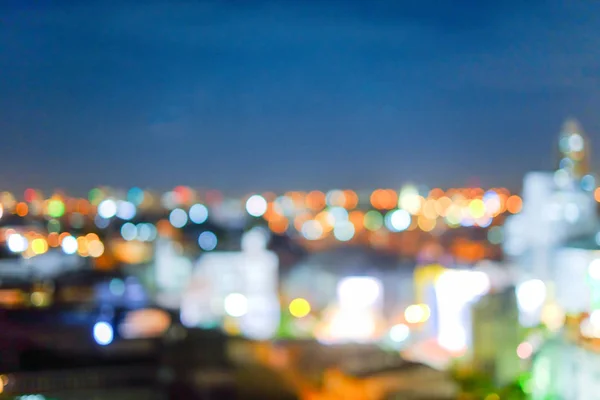 Light Bokeh City Landscape Night Sky Many Stars Blurred Background — Stock Photo, Image