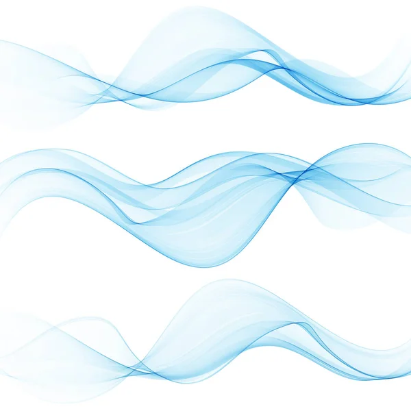 Transparent, vector, blue waves.A set of abstract smoke waves