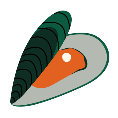 Beyaz arkaplan üzerinde midye 2 şirin, vektör illüstrasyonu.