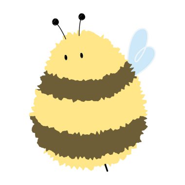 Beyaz arkaplandaki tek arı 2 sevimli, vektör illüstrasyonu.