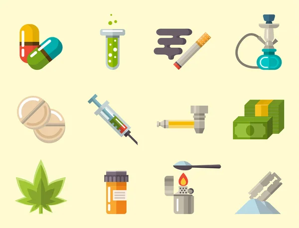 Icono de drogas médicas laboratorio ciencia alcohol clínica medicación web ambulancia signo adicción química ilustración . — Vector de stock