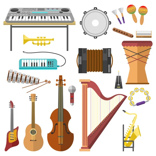 Музыкальные инструменты студии продюсируют векторную иллюстрацию инструментов для записи . — стоковый вектор