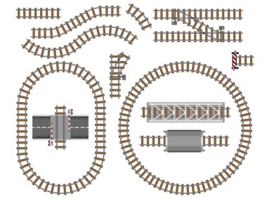 Vektör çizim demiryolu parça gri bakım beton teknolojisi Yapı ekipmanları metro inşaat mühendislik raylar.
