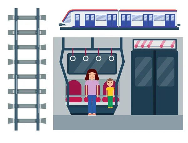 Metró közlekedési modern vasúti utazás árutovábbítási alagút jármű szolgáltatás vektoros illusztráció. — Stock Vector