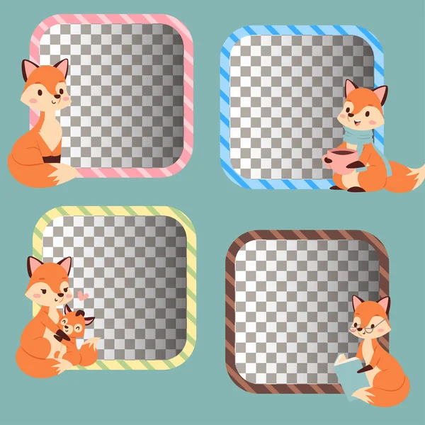 Charakter Fox robi różne działania foxy śmieszne szczęśliwy charakter czerwony ogon i dzikość lasu pomarańczowy zwierząt styl wektor graficzny ilustracja. — Wektor stockowy