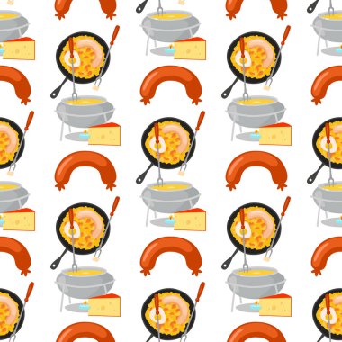 Kurutulmuş sosis Dikişsiz desen arka plan yemek et yemek mutfağı leziz öğle yemeği barbekü vektör çizim duman