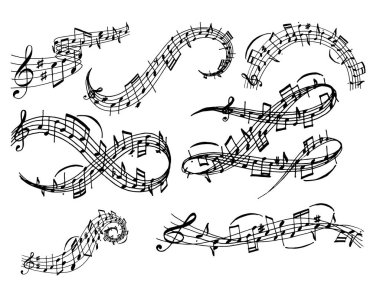 Müzik melodi Derma müzisyen sembolleri ses melodi metin ses Senfoni vektör çizim yazma notlar