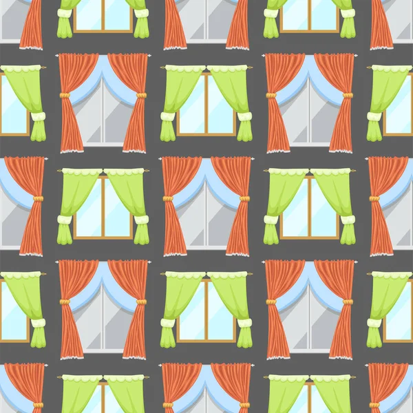Window curtains seamless pattern background room blinds jalousie for house or creative home interior vector illustration. — Stock Vector