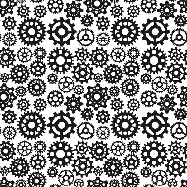 Vector gears icons seamless pattern background machine wheel mechanism machinery mechanical technology technical sign. — Stock Vector