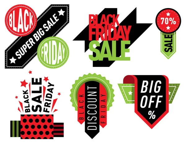 Verkauf Vektor Abzeichen Aufkleber Aufkleber Prozent Rabatt Shopping Verkaufstage Black Friday Rabatt spezielle Webshop bieten Symbole Abbildung. — Stockvektor