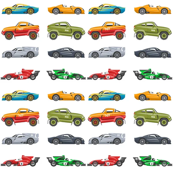 Vector seamless pattern background luxury car transportation detailed auto business transport design. — Stock Vector