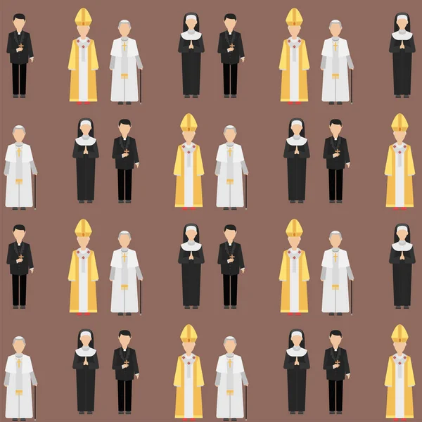 Religión personas personajes vector grupo de diferentes nacionalidades humano usando ropa tradicional sin costuras patrón de fondo . — Archivo Imágenes Vectoriales