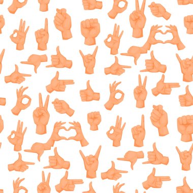 Sağır hareketleri elinde insan işaret eden kol insanlar el iletişim iletiyi Dikişsiz desen arka plan vektör çizim.