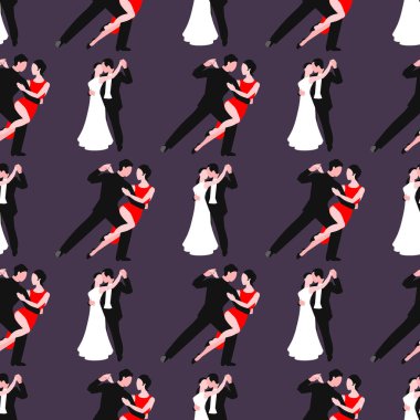Adam kadını tango poz Dikişsiz desen arka plan vektör çizim ile çiftler Latin Amerika romantik kişi insanlar dans dans.