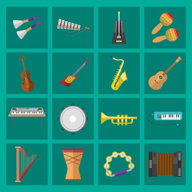 Müzik Stüdyo müzik aletleri üretici kayıt sesinin araçları vektör çizim.