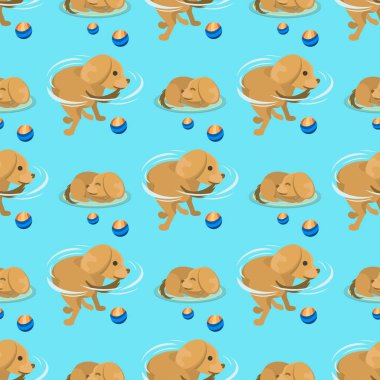 Köpek karakter komik safkan köpek komik mutlu memeli doğurmak hayvan karakter Dikişsiz desen arka plan vektör çizim oynarken.