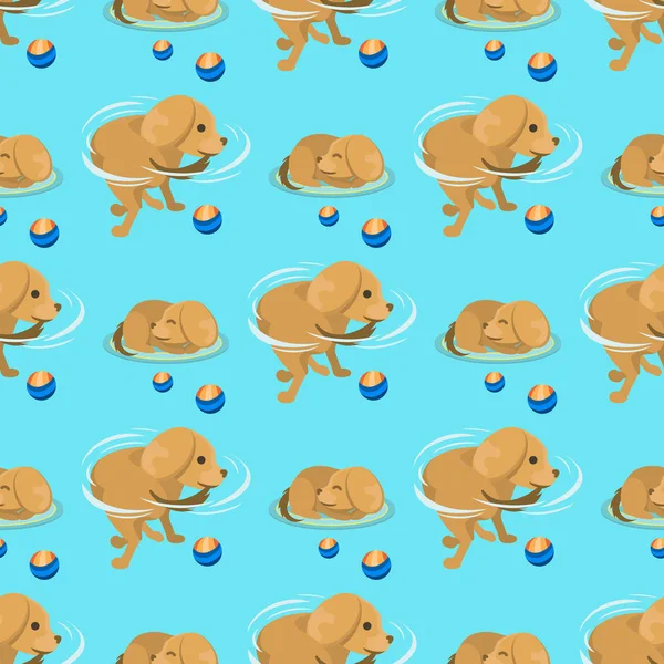 Köpek karakter komik safkan köpek komik mutlu memeli doğurmak hayvan karakter Dikişsiz desen arka plan vektör çizim oynarken.