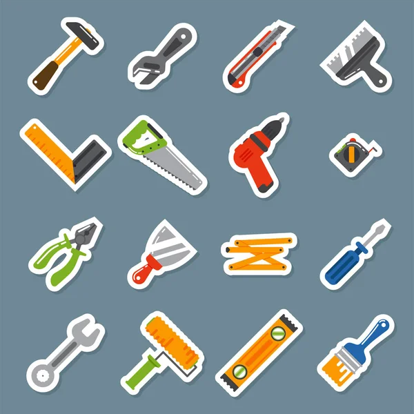 Hands with construction tools worker equipment house renovation handyman vector illustration. — Stock Vector
