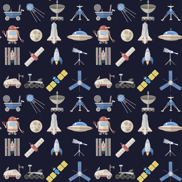 Şık uzay gemisi Dikişsiz desen arka plan astroloji radar evren evren teknoloji meteor bilim Servisi astronot roket uydu vektör.